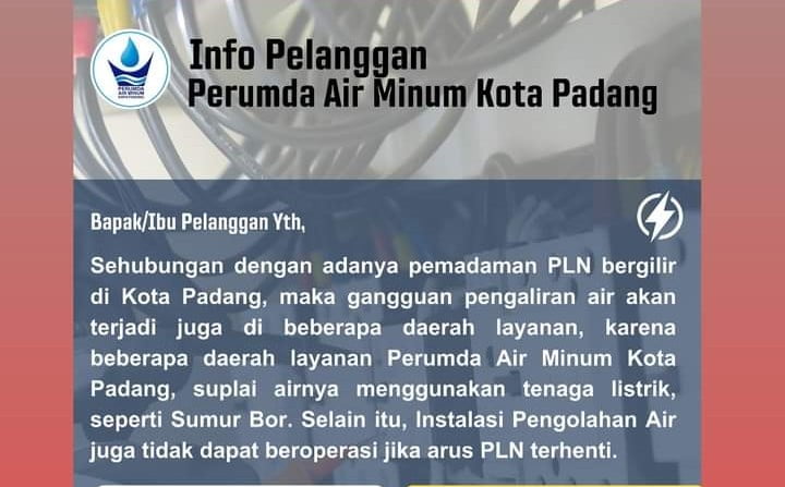 Listrik Padam, Air Pun Mati! Warga Kota Padang Mohon Bersabar