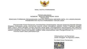 Pendaftaran Dibuka! Pemko Pariaman Terima 178 Formasi CPNS Tahun Ini