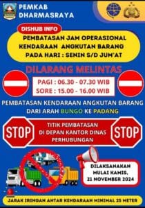 Catat Waktunya! Pagi dan Sore Angkutan Barang Dilarang Lewat Jalan Lintas Sumatera Dharmasraya