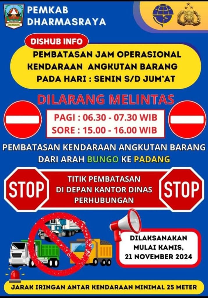 Catat Waktunya! Pagi dan Sore Angkutan Barang Dilarang Lewat Jalan Lintas Sumatera Dharmasraya