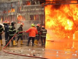 Kebakaran Reda, 22 Mobil Damkar dari 9 Daerah Berjibaku Padamkan Api di Pabrik Karet PT Teluk Luas