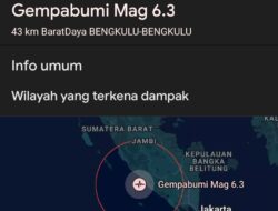 Gempa 6,3 M Guncang Bengkulu, Getaran Kuat Tersasa Hingga Lubuk Linggau
