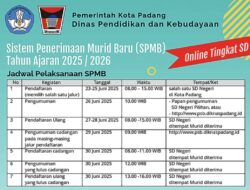 Dibuka 16 Juni 2025, Berikut Link Pendataran Online Siswa Baru SD dan SMP Kota Padang