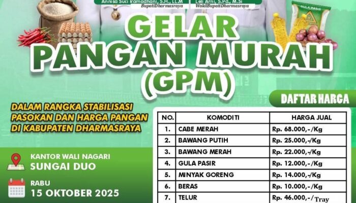 Betul-betul Murah! Ini Jadwal dan Lokasi Pasar “Gerakan Pangan Murah” di Dharmasraya