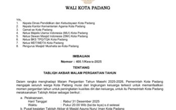 Imbauan untuk Satgas Smart Surau, Berikut Teknis Kegiatan Tabligh Akbar Tahun Baru di Padang
