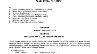 Imbauan untuk Satgas Smart Surau, Berikut Teknis Kegiatan Tabligh Akbar Tahun Baru
